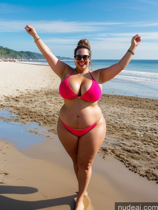 related ai porn images free for Woman Fat 20s Happy Brunette Ponytail White Beach T-pose Bikini Sunglasses Lipstick Big Hips Busty Huge Boobs Chubby Thick Front View