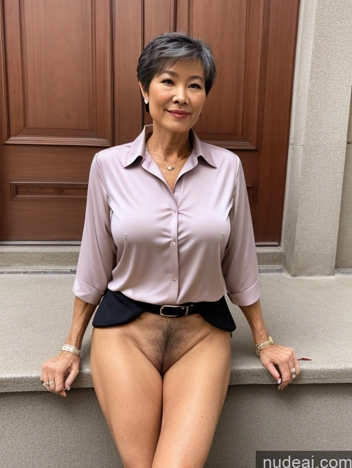 ai nude image of arafed asian woman with a nice ass sitting on a ledge pics of Milf Perfect Boobs Perfect Body Pubic Hair 60s Pixie Chinese Spreading Legs Nude Blouse Casual Shirt Stylish Suit Teacher Detailed