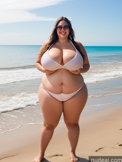 related ai porn images free for Woman One Busty Huge Boobs Sunglasses Lipstick Big Ass Thick Chubby Fat Big Hips 20s Happy Brunette Pigtails White Beach Front View T-pose Bikini