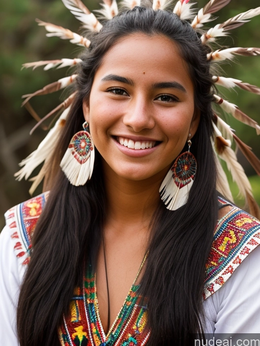 ai nude image of arafed woman with long hair wearing a native american headdress pics of Happy Long Hair Woman 18 Black Hair Front View Native American Tanned Skin Traditional