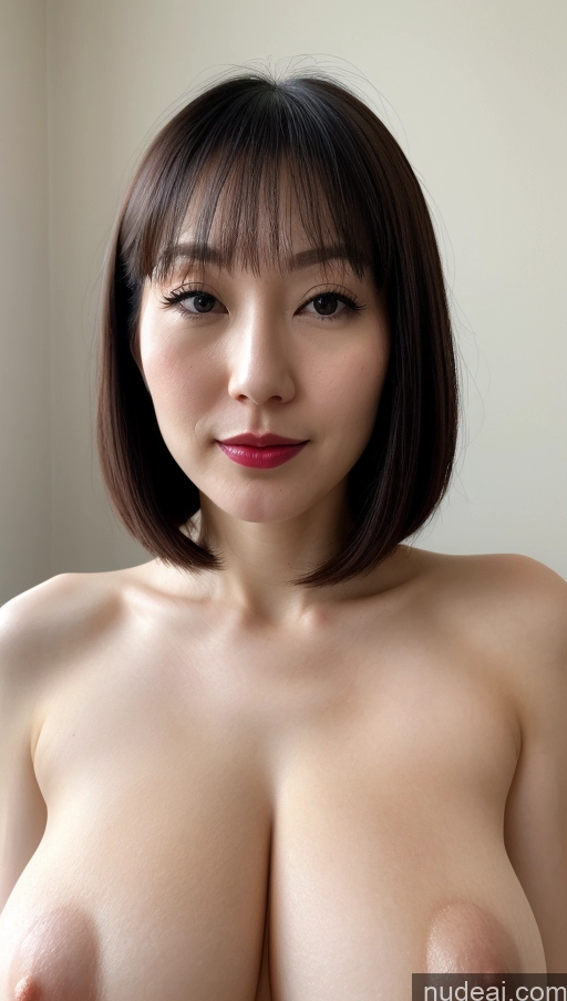 ai nude image of a close up of a woman with a very big breast pics of One Lipstick Fairer Skin Close-up View Simple Detailed Beautiful 30s Black Hair Woman Huge Boobs Bobcut Japanese