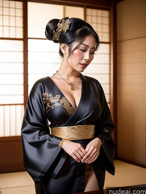 ai nude image of araffe woman in a kimono dress standing in a room pics of Busty Perfect Boobs Perfect Body Big Hips Japanese Cleavage Jewelry Ponytail China Dress Of Kisaki (Blue Archive) Pearl Jewelry Gold Jewelry Black Hair Kimono Fairer Skin 40s Transparent Geisha Onsen Orgasm