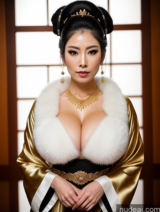 ai nude image of there is a woman in a kimono dress posing for a picture pics of Perfect Boobs Perfect Body Big Hips Cleavage Jewelry Pearl Jewelry Black Hair Kimono Fairer Skin 40s Transparent Geisha Onsen Hair Tied Up Serious Huge Boobs Indonesian Gold Jewelry Diamond Jewelry Fantasy Armor Fur