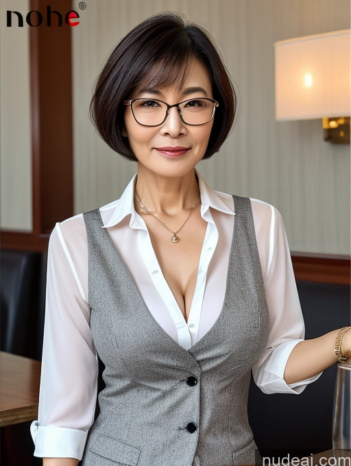 related ai porn images free for Milf Perfect Boobs Perfect Body Glasses Short Hair Chinese Cafe Blouse Bra Casual Professor Secretary Shirt Stylish Suit Detailed Cleavage 70s