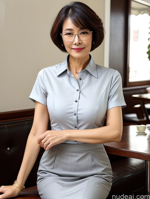 related ai porn images free for Milf Perfect Boobs Perfect Body Glasses Short Hair Chinese Cafe Blouse Bra Casual Professor Secretary Shirt Stylish Suit Detailed Cleavage 70s