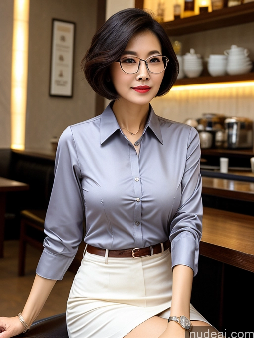 related ai porn images free for Milf Perfect Boobs Perfect Body Glasses Short Hair Chinese Cafe Blouse Bra Casual Professor Secretary Shirt Stylish Suit Detailed Cleavage 70s Dark Lighting