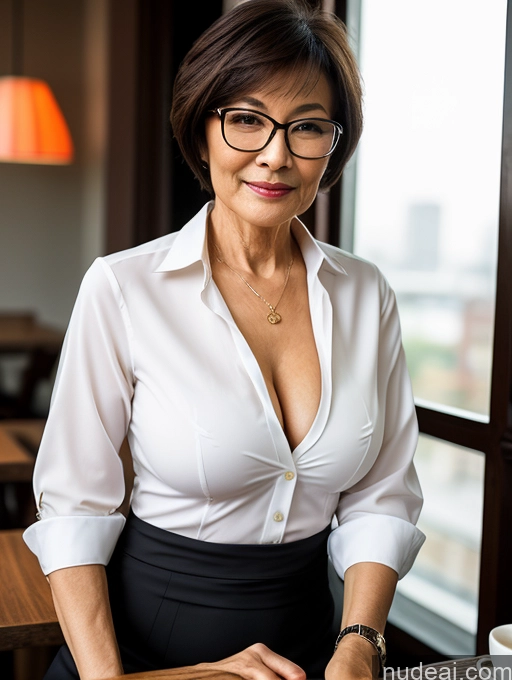 related ai porn images free for Milf Perfect Boobs Perfect Body Glasses Short Hair Chinese Cafe Blouse Bra Casual Professor Secretary Shirt Stylish Suit Detailed Cleavage 70s Dark Lighting