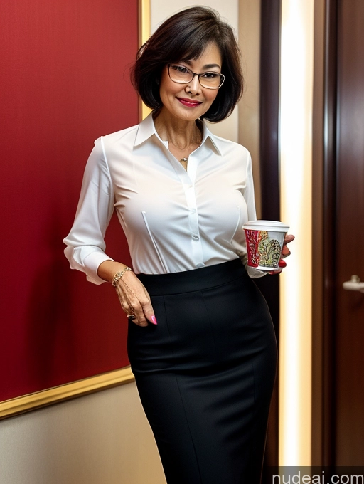 related ai porn images free for Milf Perfect Boobs Perfect Body Glasses Short Hair Chinese Blouse Bra Casual Professor Secretary Shirt Stylish Suit Detailed Cleavage 70s Dark Lighting Sexy Face Party