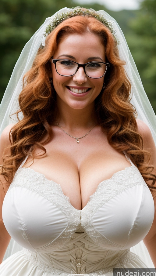 ai nude image of arafed bride with glasses and a veil posing for a picture pics of Huge Boobs Busty Perfect Boobs Perfect Body Big Hips Wedding Victorian Beautiful Curly Hair Irish Glasses Happy