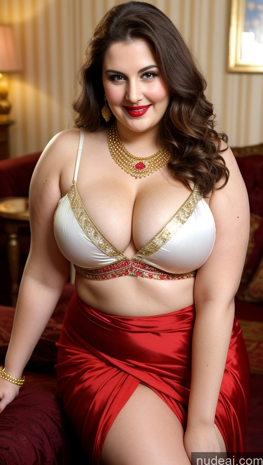 ai nude image of araffe woman in a red skirt and white bra top posing for a picture pics of Milf Busty Beautiful Lipstick Thick Chubby Fat Big Hips Fairer Skin 20s Happy Seductive Brunette Long Hair Russian Party Front View Straddling Victorian Cleavage Gold Jewelry Sari Blouse Dirndl