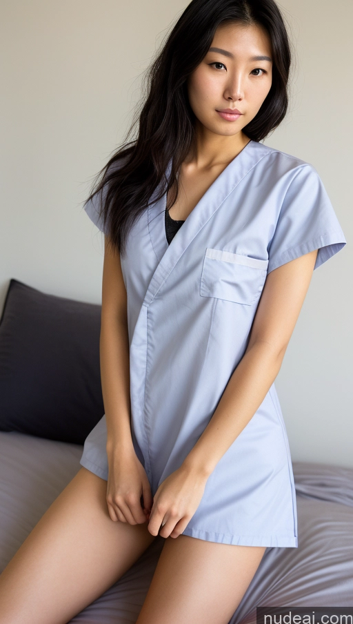 ai nude image of arafed asian woman in a blue shirt and shorts sitting on a bed pics of Lingerie Model Two Small Tits Big Ass Small Ass Skinny Abs Thick Long Legs Short Tall Perfect Body Pubic Hair 18 Serious Black Hair Japanese On Back Nurse Messy Front View