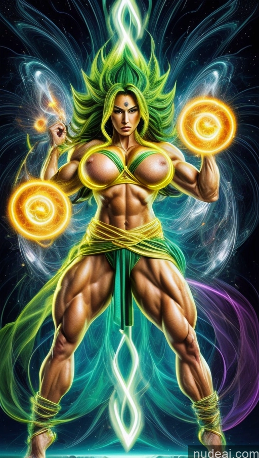 related ai porn images free for Sari Several Powering Up Surrealist Busty Muscular Abs Bodybuilder Super Saiyan 3 Neon Lights Clothes: Yellow