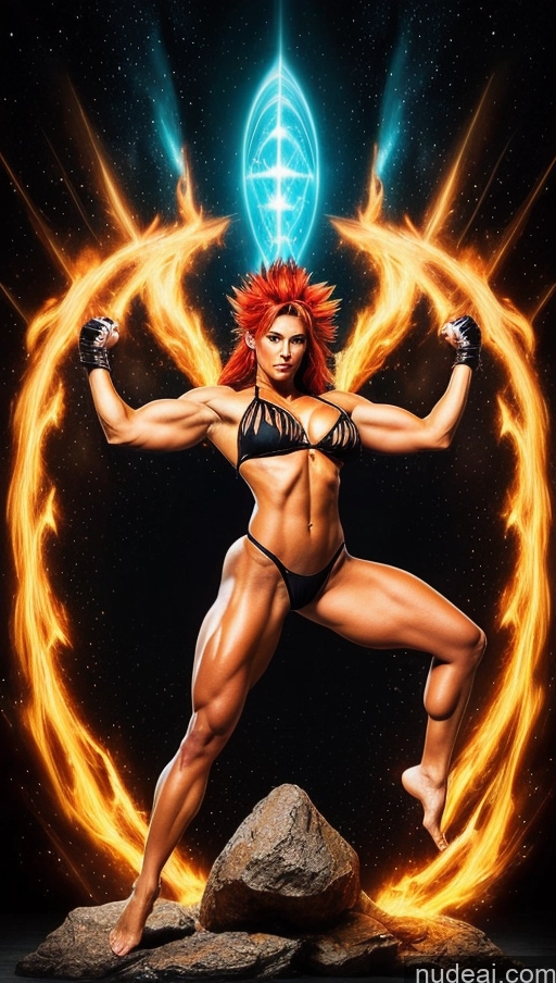 related ai porn images free for Sari Several Powering Up Surrealist Busty Muscular Abs Bodybuilder Super Saiyan 4