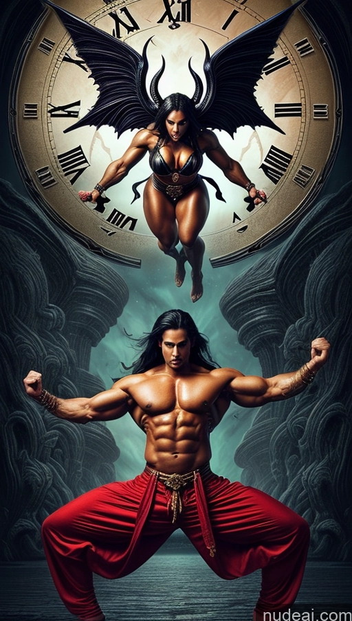 related ai porn images free for Sari Several Powering Up Surrealist Busty Muscular Abs Bodybuilder Dynamic View Devil Succubus