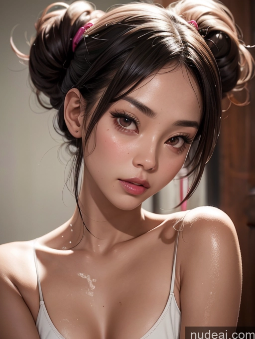 ai nude image of there is a woman with a messy bun in her hair pics of Dark Skin Detailed Tanned Skin 18 Tribal Shocked Skinny Ahegao Prison Chain Shackles Small Tits Beautiful Oiled Body Perfect Body Filipina Clitoris Pigtails Short Dynamic View Girl