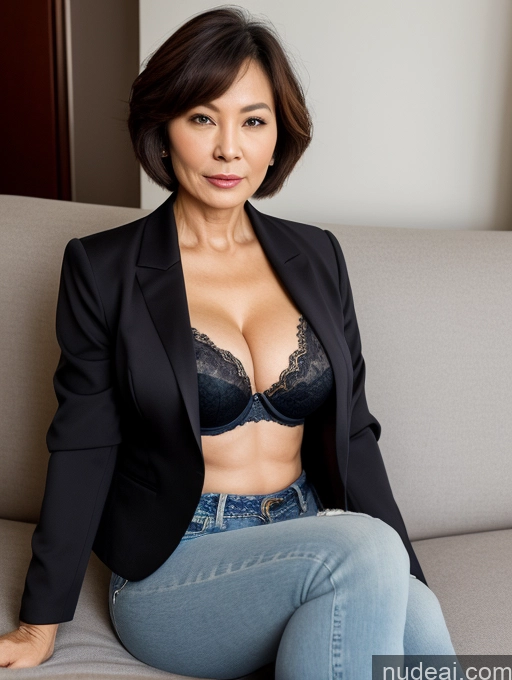 related ai porn images free for Milf Two Busty Perfect Boobs Beautiful Perfect Body Short Hair 60s Chinese Couch Blouse Bra Jacket Jeans Cleavage Dark Lighting Detailed Sexy Face Suit Stylish