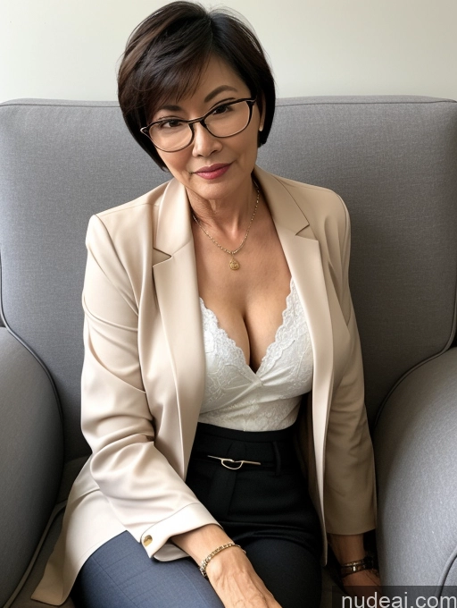 related ai porn images free for Milf Perfect Body Perfect Boobs Beautiful Glasses 60s Sexy Face Short Hair Chinese Couch Blouse Bra Casual Jacket Suit Shirt Professor Cleavage Detailed