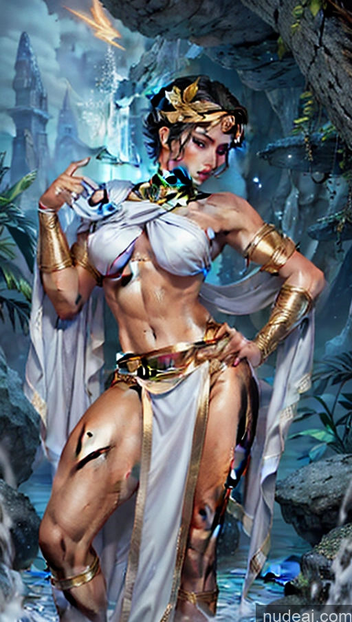 related ai porn images free for Sari Several Powering Up Surrealist Dynamic View Busty Muscular Abs Menstoga, White Robes, In White And Gold Costumem, Gold Headpiece, Gold Belt, Gold Chain Woman Captain Marvel