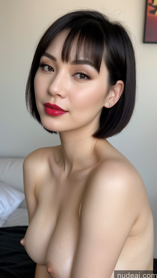 related ai porn images free for Woman One Beautiful Lipstick Fairer Skin 30s Black Hair Vietnamese Close-up View Simple Detailed Busty Perfect Boobs Thick Short Hair