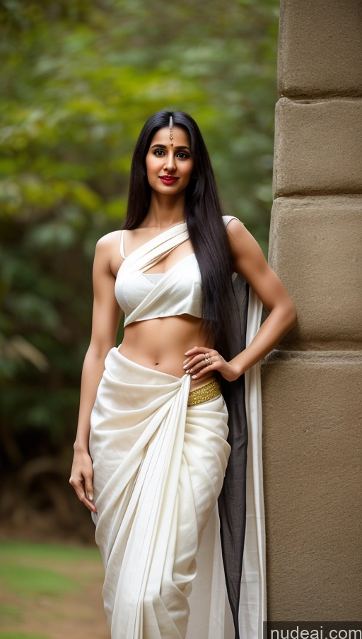 ai nude image of araffe woman in a white sari posing for a picture pics of Woman One Small Tits Lipstick Small Ass Abs Tall Pubic Hair Fairer Skin Black Hair Long Hair Indian 30s Sari