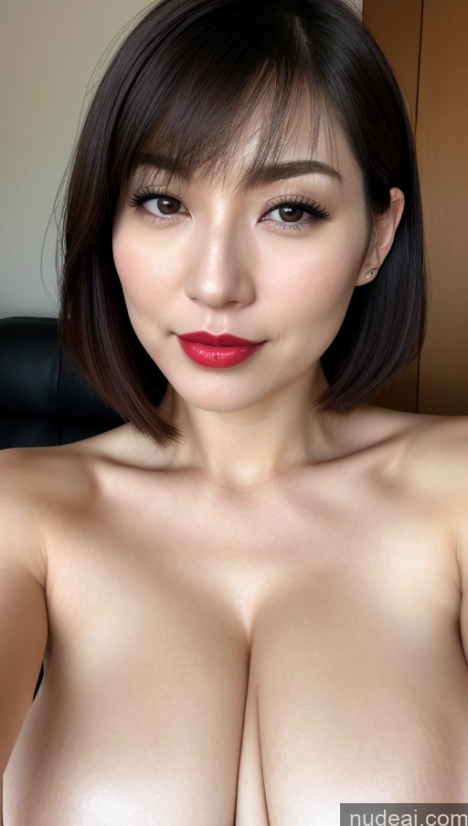 related ai porn images free for Woman One Huge Boobs Beautiful Lipstick Fairer Skin 30s Black Hair Close-up View Detailed Japanese Bobcut Simple