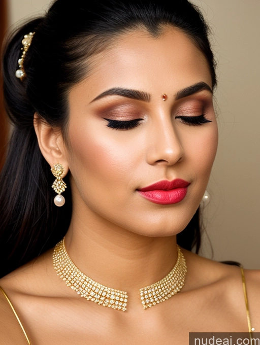 ai nude image of a close up of a woman wearing a necklace and earrings pics of Beautiful Lipstick Muscular Oiled Body 18 Orgasm Pouting Lips Ponytail Indian Vintage 60s 70s 80s 90s Angel Sari Traditional Wedding Cleavage Diamond Jewelry Gold Jewelry Jewelry Pearl Jewelry Sexy Face Perfect Boobs