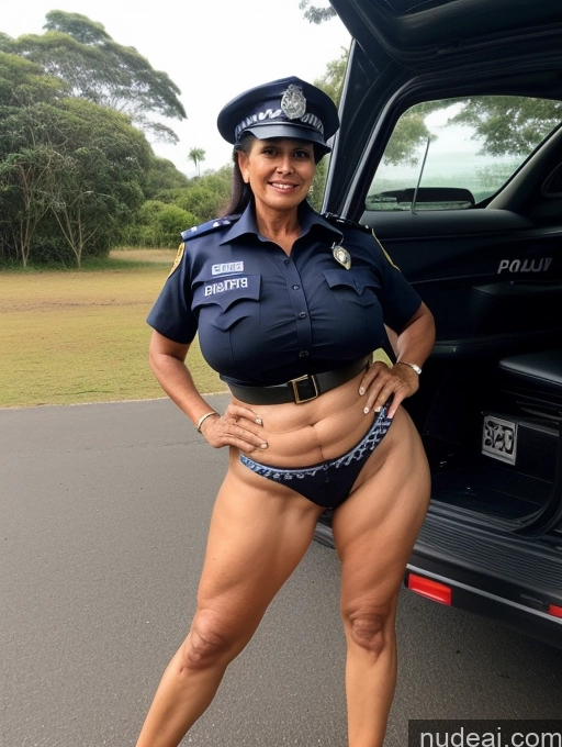 ai nude image of arafed woman in a police uniform posing next to a car pics of Huge Boobs Straight Police Milf Busty Big Ass Big Hips Pubic Hair Long Legs 60s Brazilian Black Hair