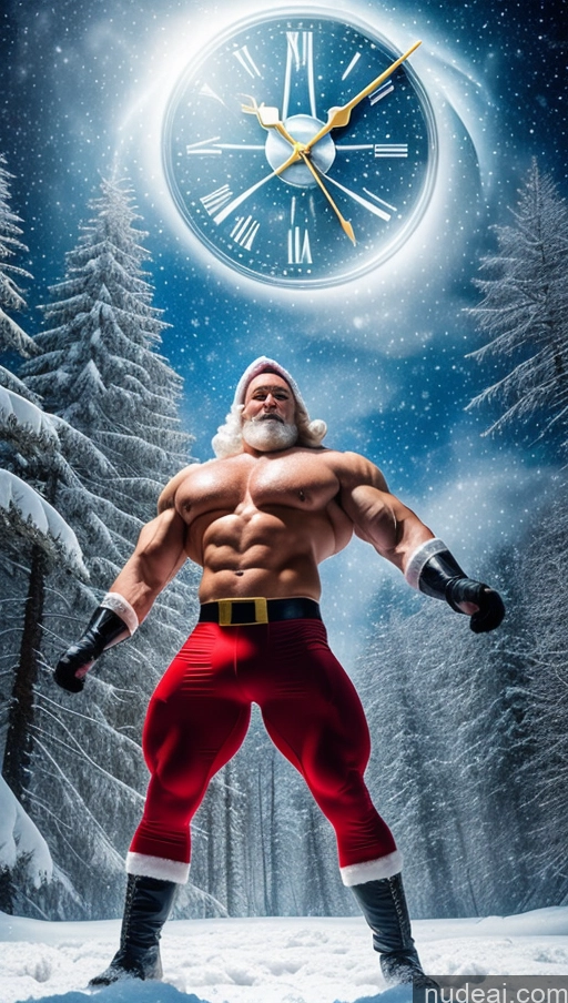 related ai porn images free for Bodybuilder Huge Boobs Muscular Abs Glasses White Hair Santa Surrealist Dynamic View Snow Powering Up Superhero