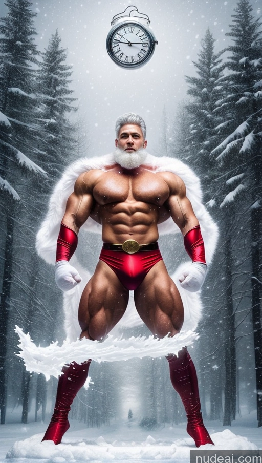 related ai porn images free for Huge Boobs Muscular Abs Glasses White Hair Santa Surrealist Dynamic View Snow Powering Up Superhero Bodybuilder