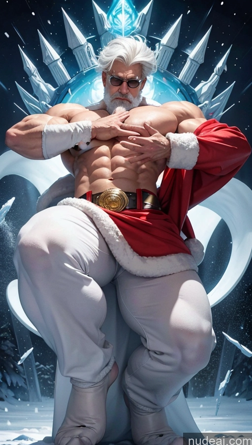 related ai porn images free for Huge Boobs Muscular Abs Glasses White Hair Santa Surrealist Dynamic View Snow Powering Up Superhero Bodybuilder