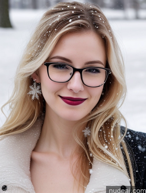 ai nude image of blond woman wearing glasses and a white coat in the snow pics of Model Beautiful Glasses Skinny Abs Fairer Skin 20s Happy Blonde Messy Thai Skin Detail (beta) Goth Snow