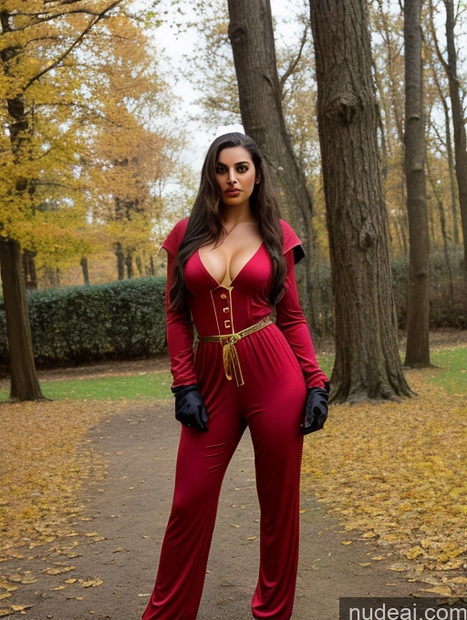 ai nude image of araffe dressed in a red jumpsuit posing for a picture pics of Woman One Perfect Boobs Big Ass Skinny Long Hair 18 Seductive Brunette Straight Latina Devil Gloves Jumpsuit Medieval Onesie Roman