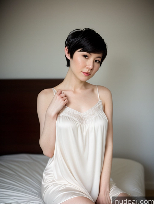 related ai porn images free for Woman Fairer Skin Asian Black Hair Pixie Nightgown