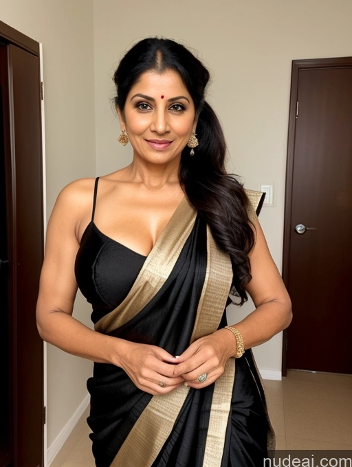 ai nude image of anusha hot cleavage photos in black sari pics of Milf Short Pubic Hair Sexy Face Black Hair Ponytail Indian Busty Sari Tunic