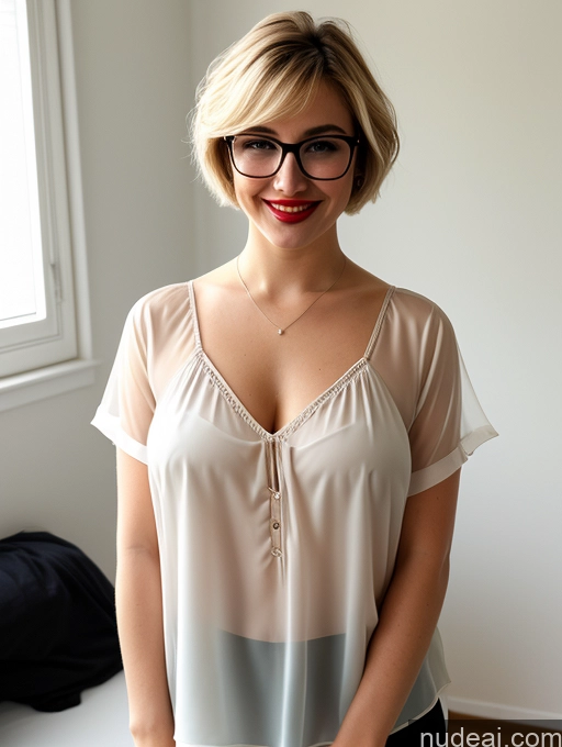 ai nude image of blond woman with glasses and a white blouse posing for a picture pics of 18 Czech Blonde Short Hair Fat Busty Short Glasses Blouse Shirt Satin Simple Yoga Pants Bedroom Tunic 60s Transparent Perfect Boobs Chemise Casual Lipstick Secretary Happy Sexy Face