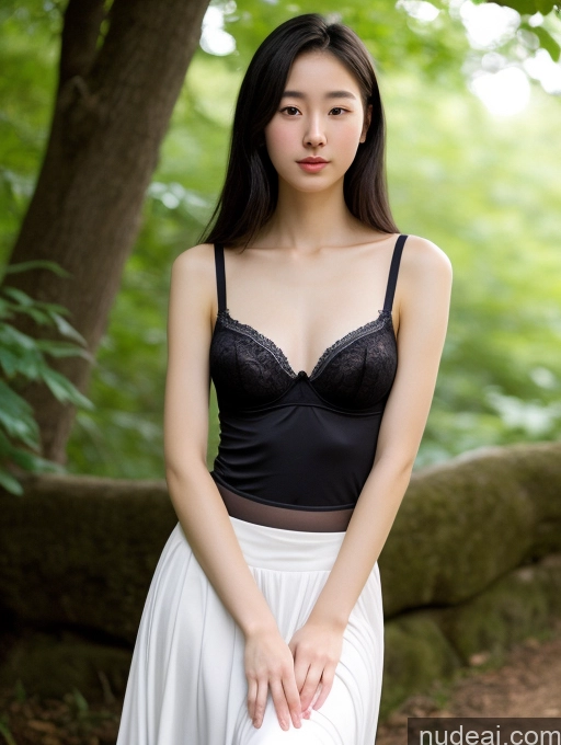 ai nude image of arafed asian woman in a black bra top and white skirt pics of Woman Several Small Tits Short Skinny Fairer Skin 18 Black Hair Long Hair Korean Beautiful Long Skirt Bra Create An Open Vagina