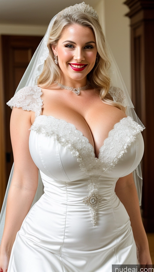 ai nude image of arafed woman in a wedding dress posing for a picture pics of Huge Boobs Perfect Boobs Busty Lipstick Big Ass Perfect Body Big Hips Fairer Skin White Hair Victorian Dress British Wedding Happy