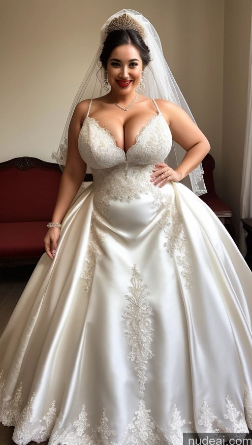 ai nude image of arafed woman in a wedding dress posing for a picture pics of Huge Boobs Perfect Boobs Busty Lipstick Big Ass Perfect Body Big Hips Fairer Skin Dress Wedding Happy Bright Lighting Thick Cleavage Traditional