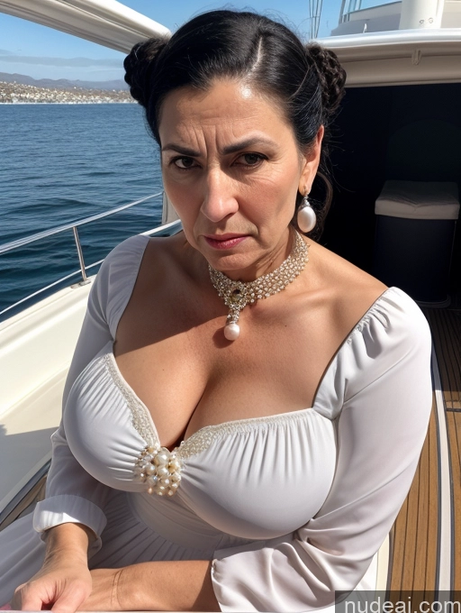 related ai porn images free for Milf Huge Boobs Skinny Short 50s Angry Shocked Black Hair Hair Bun Jewish Front View Dress Traditional Victorian Pearl Jewelry Yacht