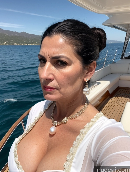 related ai porn images free for Milf Huge Boobs Skinny Short 50s Angry Shocked Black Hair Hair Bun Jewish Front View Dress Traditional Victorian Pearl Jewelry Yacht