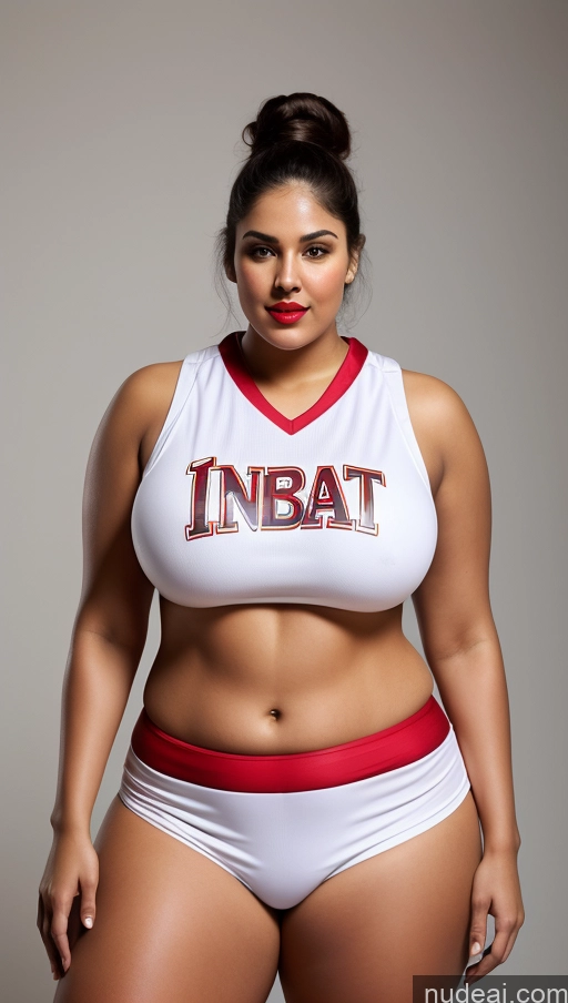 ai nude image of arafed woman in a white and red sports bra top posing for a picture pics of Huge Boobs Big Ass Abs Chubby Fairer Skin Indian Lipstick Basketball