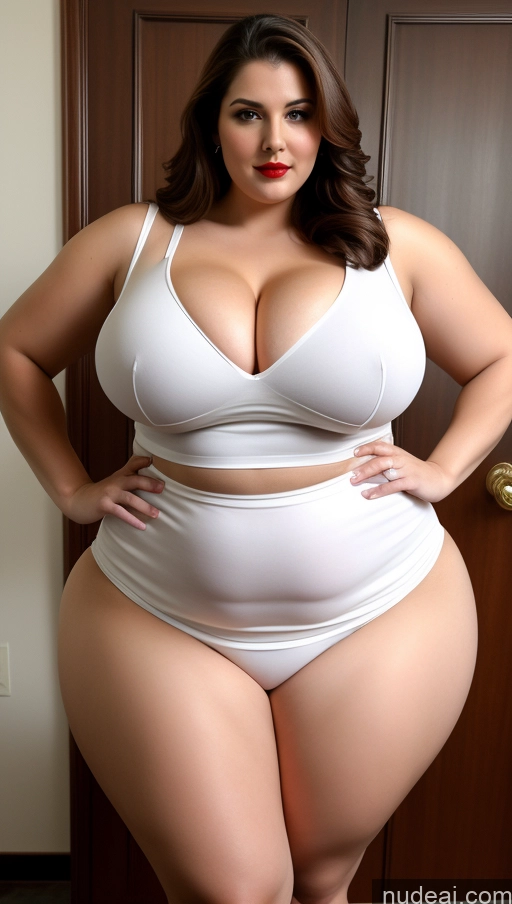 ai nude image of araffe woman in a white bra top and panties posing for a picture pics of Huge Boobs Big Ass Abs Chubby Fairer Skin Indian Lipstick Secretary