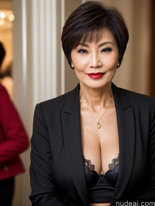 related ai porn images free for Milf Perfect Boobs Beautiful Lipstick Perfect Body Short Hair 60s Chinese Bra Jacket Professor Secretary Stylish Suit Dark Lighting Detailed Sexy Face Party