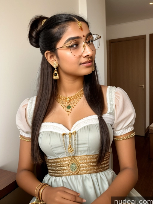 ai nude image of there is a woman wearing a white dress and gold jewelry pics of Sorority 18 Ponytail Indian Dirndl Gold Jewelry Jewelry Diamond Jewelry Thin Round Glasses