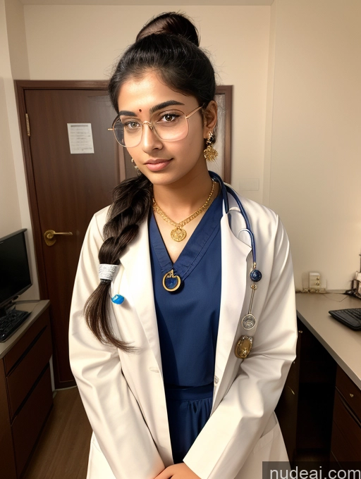 ai nude image of arafed woman in a lab coat and glasses standing in a room pics of Sorority 18 Ponytail Indian Gold Jewelry Jewelry Diamond Jewelry Thin Round Glasses Doctor