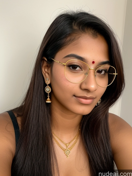 ai nude image of a close up of a woman wearing glasses and a necklace pics of Sorority 18 Ponytail Indian Gold Jewelry Jewelry Diamond Jewelry Thin Round Glasses Dominatrix