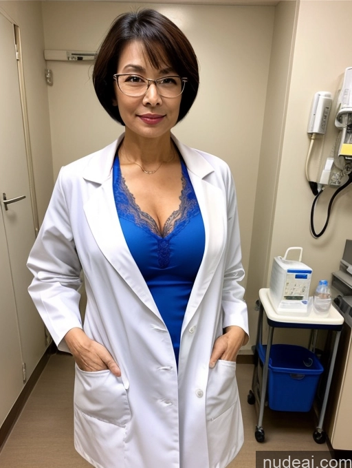 related ai porn images free for Milf Perfect Body Perfect Boobs Beautiful Glasses Sexy Face Short Hair Chinese Hospital Bra Doctor Lab Coat Stylish Cleavage Detailed 50s