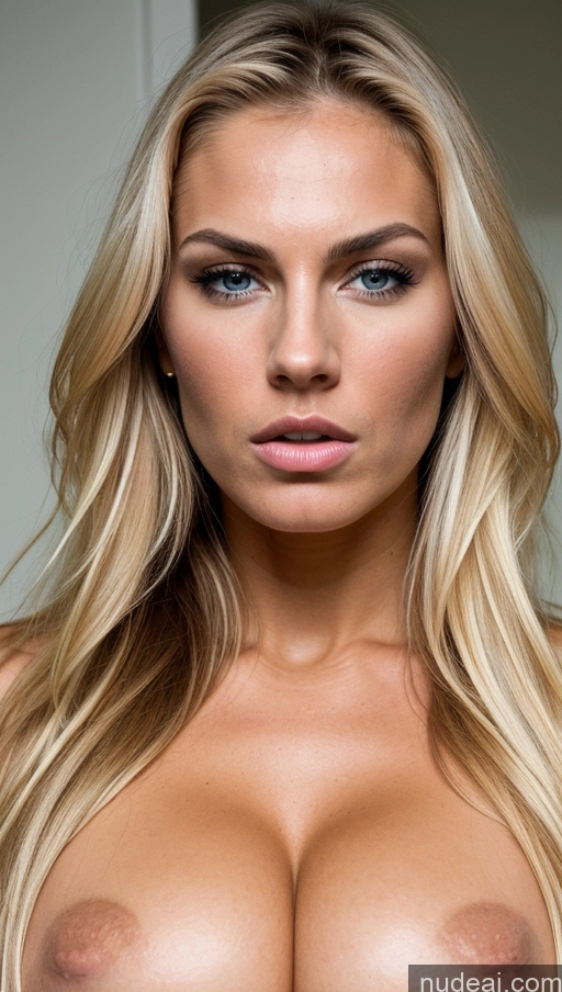 ai nude image of a close up of a woman with a very big breast pics of Huge Boobs Muscular Abs Tall Long Hair Tanned Skin 20s Seductive Blonde Scandinavian Skin Detail (beta) Miss Universe Model Sexy Face Orgasm Shocked Angry