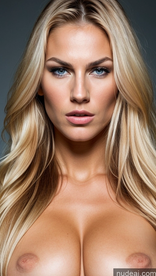 ai nude image of a close up of a woman with very big breasts posing for a picture pics of Huge Boobs Muscular Abs Tall Long Hair Tanned Skin 20s Seductive Blonde Scandinavian Skin Detail (beta) Miss Universe Model Sexy Face Orgasm Shocked Angry