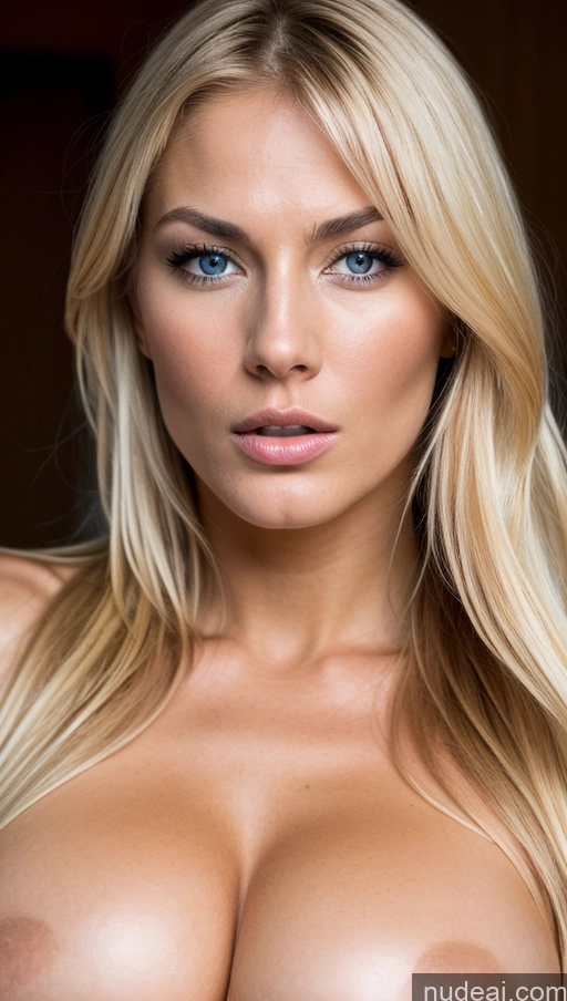 ai nude image of a close up of a woman with a very big breast pics of Huge Boobs Muscular Abs Tall Tanned Skin 20s Seductive Blonde Scandinavian Skin Detail (beta) Miss Universe Model Sexy Face Orgasm Shocked Serious Close-up View Angry Bangs